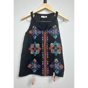 THML Black Embroidered Sleeveless Top Size XS NEW